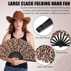 Blulu Large Folding Fans for Line Dancing 13 Inch Dance Rave Clack Fans for Line Dancing for Women Men(Leopard,12 Pcs)