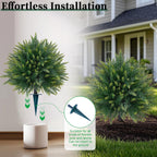 2 Pack Artificial Cedar Topiary Trees with Ground Spike, Fake Pine Shrubs Bushes, UV Resistant Faux Evergreen Cypress Tree Plants for Indoor Outdoor Planters Front Porch