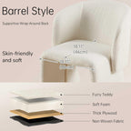 NORDICANA Barrel Dining Room Chairs with Arms, Faux Fur Accent Chairs Set of 2, for Kitchen, Living Room, Upholstered Armchairs, Off-White