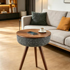 Smart Side Table with Wireless Charger, Modern Smart End Table with Speaker, 16" Coffee Table with USB Charging Port for Bedroom, Living Room, Office