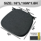SINOSSO 1 Pack Memory Foam Chair Cushions for Dining Chair, Friendly Woven Fabric 16" U-Shape Comfortable Kitchen Chair Pad, Removable Slip Resistant Seat Cushion (1 Piece, Black)