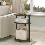 Furinno Turn-N-Tube Side Table, 3-Tier Oval End Table, Night Stand, Bedside Table, for Living Room, Bedroom, Amber Pine