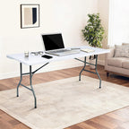 Folding Table 6ft Foldable Table with Built in Handle & Steel Legs / 6FT Heavy Duty Folding Portable,Perfect for Party, Dining Indoor/Outdoor Events, Tailgating & Backyard BBQ, White