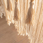 Large Macrame Wall Hanging (43" x 39.5"), Boho Woven Tapestry with Wood Beads & Tassels, Handmade Cotton Wall Art Decor for Bedroom, Living Room, Apartment, Bohemian Home Decor, 1 PCS (White)