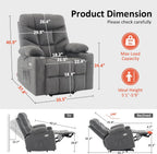 MCombo Power Lift Recliner Chair for Elderly, Electric Lift Chair with Extended Footrest, USB Ports, Cup Holders, Fabric 7287 (Dark Gray, Medium)