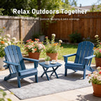Furnimart Folding Adirondack Chairs Set of 2, Outdoor HDPE Patio Chairs - Wood Look with Cup Holders, Plastic Chairs Weather-Resistant for Outside Garden Balcony Lawn, Blue 2pcs