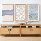 SAFERRYHOME Mid Century Neutral Blue Contrast Boho Wall Art - Modern Framed Canvas Prints Large Abstract Zen Lines Geometric Pattern Decor for Living Room, Home Office, Dining Room - 3 Pieces 24x36 Inch