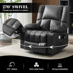 Oversized Recliner Chairs for Adults, 270° Swivel Rocker Recliner with Heat and Massage Lazy Boy Recliner, Recliner Chairs Single Sofa Seat with Cup Holders (Black, Electric)