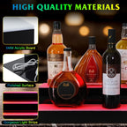 LED Lighted Liquor Bottle Display Shelf, 2 Tiers 30 Inch Bar Bottle Display Shelf with Remote and App Control for Home Bar Party Whiskey Wine Coffee Syrup Water Bottles Display