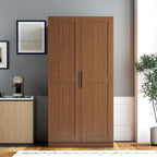 62.99" Kitchen Pantry Cabinet with 12 Door Shelves, Freestanding Buffet Cupboard Sideboard with 5-Tier Storage & Cable Holes for Kitchen, Living Room, Dining Room, Light Brown