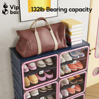 Vipbox Foldable Shoe Rack Organizer with 10-Tier Storage, Easy No-Tool Assembly Shoe Cabinet with Magnetic Clear Doors, Large Capacity 40 Pairs Collapsible Shoe Storage for Entryway, Bedroom， Hot Pink