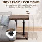 Large C-Shaped End Table, Swivel TV Tray, Couch Side Table Wood | Adjustable Height 360° Swivel, Slide Under Sofa, Multi-Use Couch/Bed/Overbed Table, Small TV Dinner Tray For Couch Dining