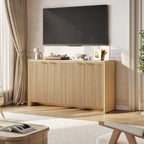 ONBRILL Fluted Sideboard Buffet Cabinet with Storage, Wooden Modern Fluted Sideboard with 4 Doors and 5 Adjustable Shelves, Coffee Bar Table for Dining Room, Hallway, Kitchen (Natural Oak)