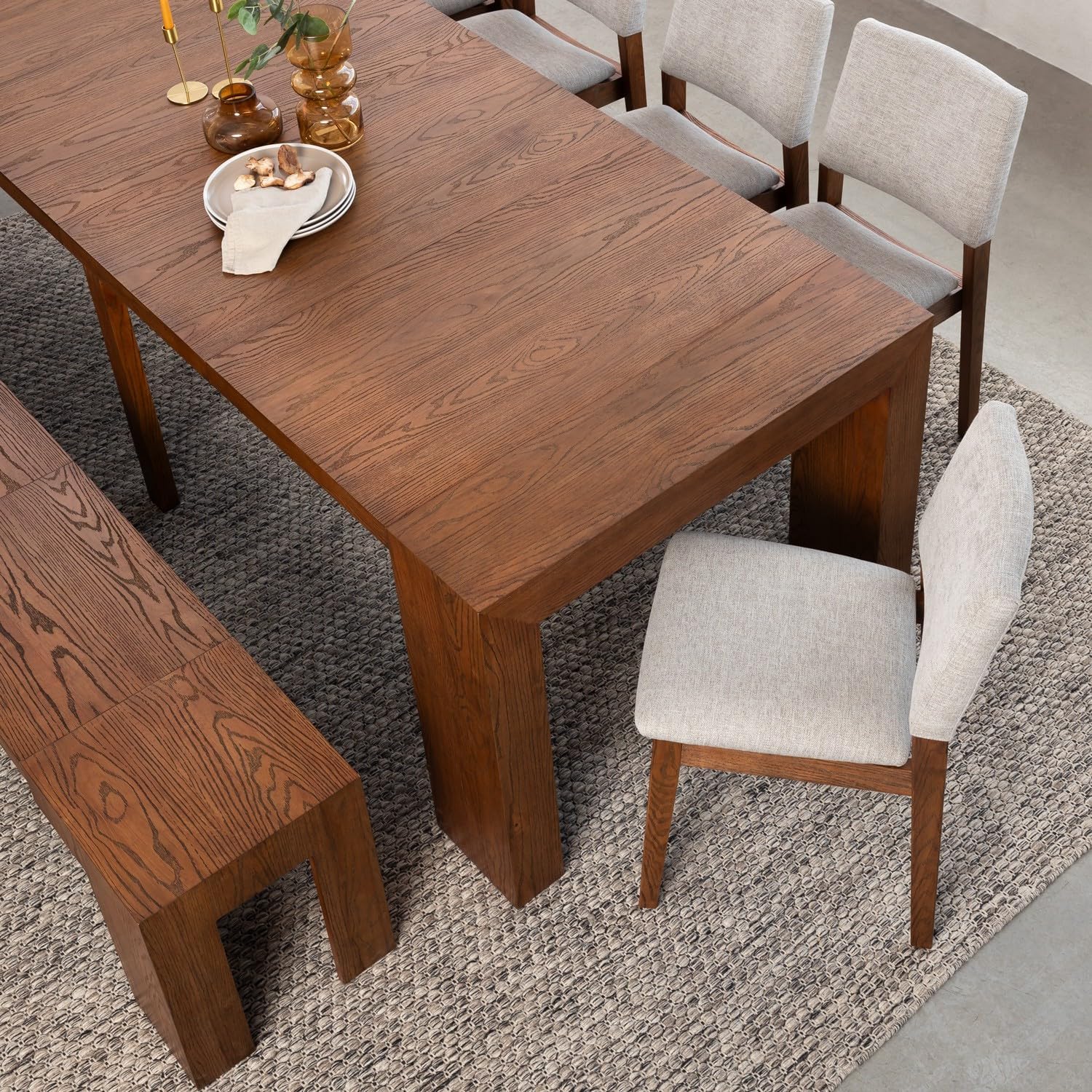 Transformer Table - Solid Wood Dining Chairs, Stackable Modern Wooden Dining Chair with Ergonomic Back, Brown (Set of 2)