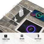 VECELO End Tables,Narrow Nightstands with Charging Station & USB Ports &Drawers,Night Stand for Living Room, Bedroom,Dust Grey