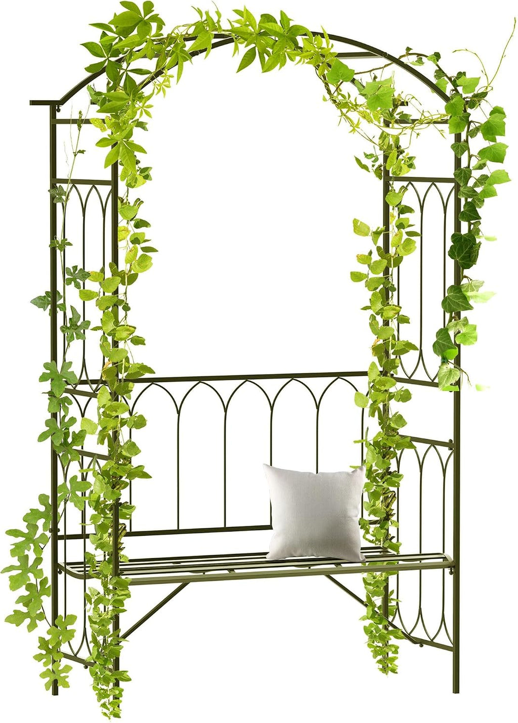 Metal Garden Arbor Bench with Trellis for Outdoor Seating