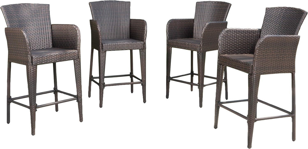 Christopher Knight Home Anaya 45" Wicker Barstools, 4-Pcs Set, Multibrown
