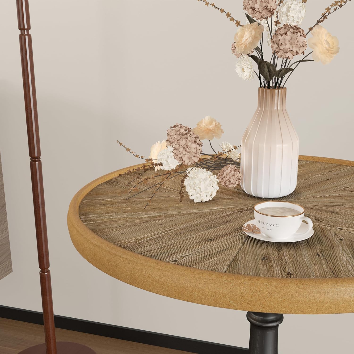 Wooden End Tables Retro Side Table French Country Accent Coffee Side Table Modern Small Round Tea Table Pedestal Side End Table for Living Room Household Restaurant Homestay