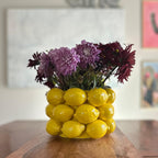 Lemon Vase -Cheery Yellow Ceramic French/Mediterranean Style Unique Vase with 3D Lemon Design- Lemon Kitchen Decor - Lemon Themed Housewarming Gift for her