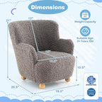 KOTEK Comfy Toddler Chair, Sherpa Kids Armchair with Rubber Wood Legs, Children Reading Chair for Boys & Girls, Upholstered Kids Sofa for Playroom Bedroom Nursery (Grey)
