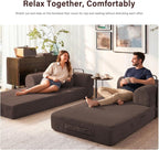 79" Convertible Sofa Bed, 5-in-1 Corduroy Boneless Couch Bed Sofa Pull Out, Memory Foam Couch, No Assembly Futon Couches for Living Room (Brown)