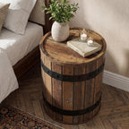 Tribesigns Round End Table with Hidden Storage, 19.68" Barrel Side Table, Farmhouse Wood End Table with Removable Lid, Sofa Side Bedside Nightstand for Living Room, Rustic Brown
