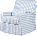 Namesake Crawford Glider Recliner, Blue Gingham | 360° Swivel Ultra Cozy Glider Rocker for Feeding & Relaxing w/ Lumbar Pillow - GREENGUARD Certified - For Nursery/Living Room