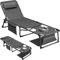 Flamaker Oversize Face Down Chaise Lounge Chair | 27 Inch Wide Foldable Outdoor Patio Chair, 5-Position Adjustable Tanning Chair with Face& Arm Holes (Grey, 1 Pcs)
