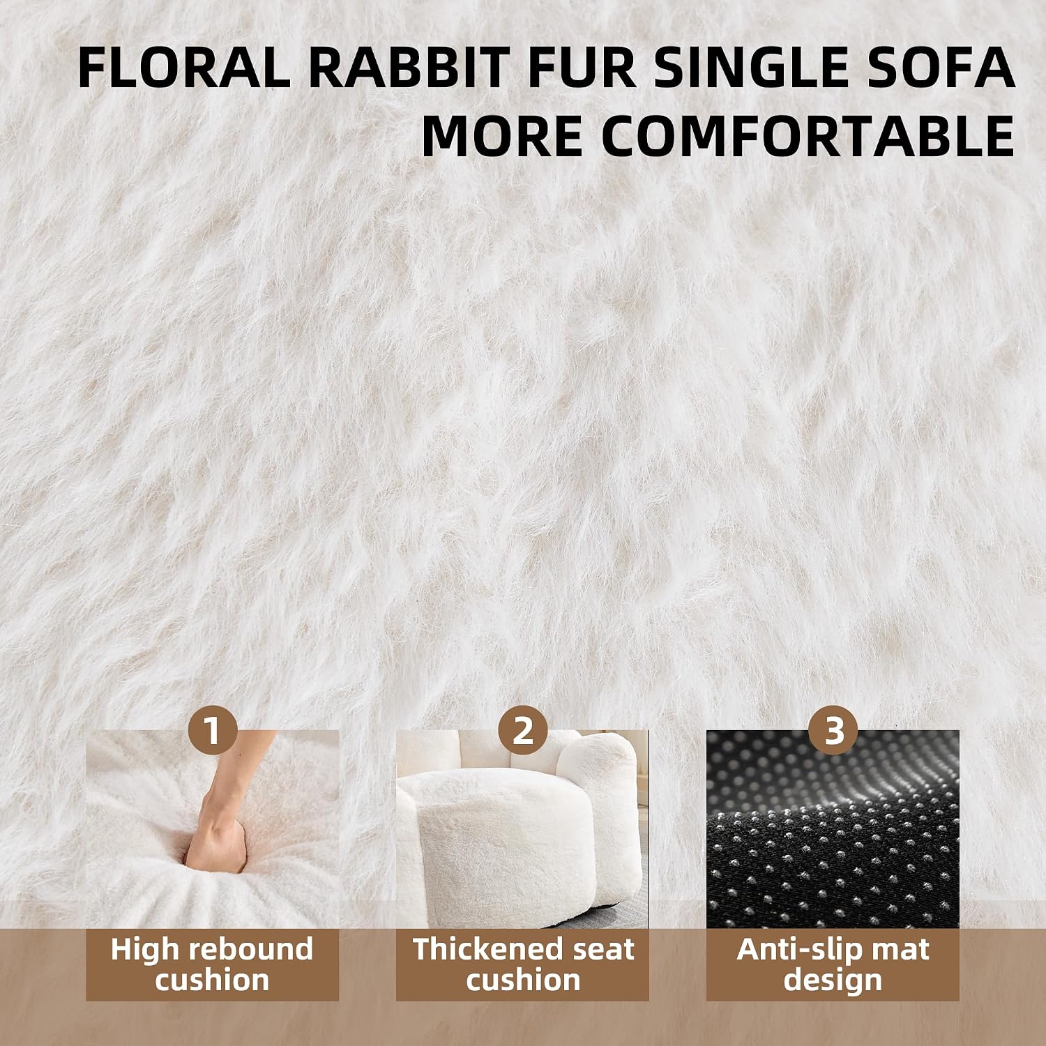 YITAI Large Bean Bag for Adults, Faux Fur Reading Sofa Chair with Petal Backrest,Fluffy Comfy Chair for Bedroom, Living Room, Study, Game 1PC Beige
