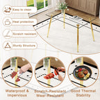Ebullient Glass Dining Table Set for 4, 51" Clear Tempered Glass Tabletop with Gold Chrome Metal Legs and 4 Transparent Acrylic Chairs, Compact Modern Kitchen Table Set for Small Space Dining Room