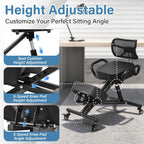 Ergonomic Kneeling Chair Height-Adjustable with Lockable Wheels & Armrests 220 Lbs Capacity Postures Chair with Back Support for Desk Home Meditation Black with Backrest
