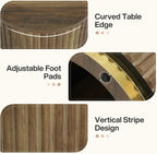 Tribesigns Fluted Round Side Table, Small Bedside Table for Sofa, Wooden Nightstand for Small Spaces, Living Room, Bedroom (1, Rustic Brown)