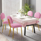 VECELO Dining Chairs Set of 2, Upholstered Kitchen Chairs with Extra Thick Cushion & Sturdy Metal Frame, Faux Leather Chairs for Vanity, Kitchen, Living Room, Pink