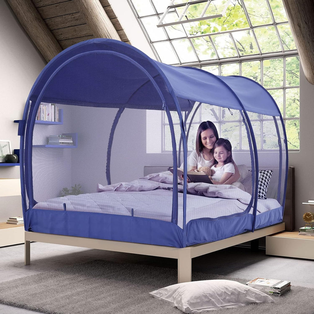 Alvantor® Mosquito Net Bed Canopy Tents Dream Privacy Space Twin Size Sleeping Tents Indoor Pop Up Portable Frame Breathable Cottage Blue (Mattress Not Included)