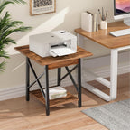GreenForest Square End Table for Living Room, 20 Inch Large Side Table with X-Frame, Farmhouse Tall Bedside Nightstand with 2-Tier Storage Shelf, Rustic Walnut