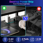 DurayLoly 47" Gaming Desk with Hutch and Cabinet to Display, Gaming Table with 3 Drawers for Small Space Storage, 2 AC Power Outlets and RGB Light, Monitor Stand for Student Bedroom