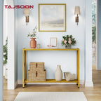 Tajsoon Entryway Table 41.8”, 2-Tier Entry Way Console Entrance Table, Narrow Sofa Table with Shelves, Ideal for Hallway, Entryway, Living Room, Foyer, Corridor, and Office (Gold & White)