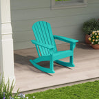 Costaelm Outdoor Adirondack Chair, All Weather Resistant Lawn Chairs Balcony Chair and Fire Pit Chairs, Deck Chairs Outdoor Porch Rocking Chair High Back HDPE Poly Lumber, Turquoise