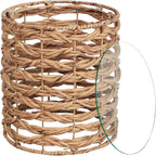 JONATHAN Y Malaya 16" Water Hyacinth Round End Table with Glass Top, Handwoven Wicker Accent Side Table for Living Room, Bohemian Nightstand for Small Spaces, Fully Assembled, Natural TBL2508A
