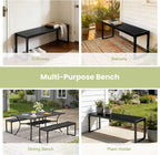 53" Outdoor Bench, Patio Backless Garden Bench with Metal Frame for Porch, Entryway, Lawn, Backyard, Black