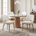 MALOL Wooden Dining Chairs Set of 4, Modern Fabric Upholstered Dining Room Chair, Kitchen Side Chairs, Farmhouse Armless Dinner Chair with Open Back for Kitchen, Beige