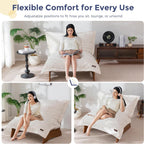 MAXYOYO Adjustable Living Room Chair, Convertible Bean Bag Chair & Recliner with Frame, Removable Cushion Floor Sofa Corded Fabric, Soft Upholstered Lounge for Bedroom, Dorm, Beige