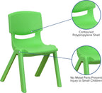 EMMA + OLIVER 4 Pack Green Plastic Stack School Chair with 12" Seat Height - Kids Chair