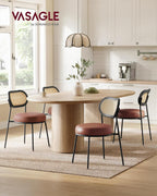 VASAGLE Dining Chairs, Set of 2 Accent Chair for Dining Room Kitchen, with Boho PE Rattan Back, Synthetic Leather Upholstery, Coffee Brown ULDC160K02