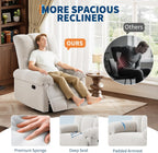 GarveeHome Recliner Chair, 360° Swivel Rocker Glider Nursery Chair with Padded Armrest and Deep Seat, Chenille Upholstered Reclining Sofa Chair for Living Room, Bedroom and Nursery(Cream)