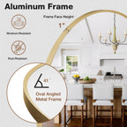 24x36 Inch Brushed Gold Oval Bathroom Mirror, Wall Mounted Vanity Mirror for Over Sink, Tempered Glass with Aluminum Frame, Vertical or Horizontal Hanging