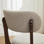 Set of 2 Upholstered Dining Chairs, Mid Century Modern Wood Dining Room Chairs with Curved Back, Solid Wooden Legs Padded Kitchen Chairs & Side Chairs for Home, Restaurant, Cafe - Beige Fabric