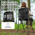 EVER ADVANCED Textilene Mesh Tall Camping Folding Chair 31", Portable Directors Chair, Bar Height Camping Chair with Carry Bag and Footrest, Armrest, Heavy Duty Supports 300 Lbs Black