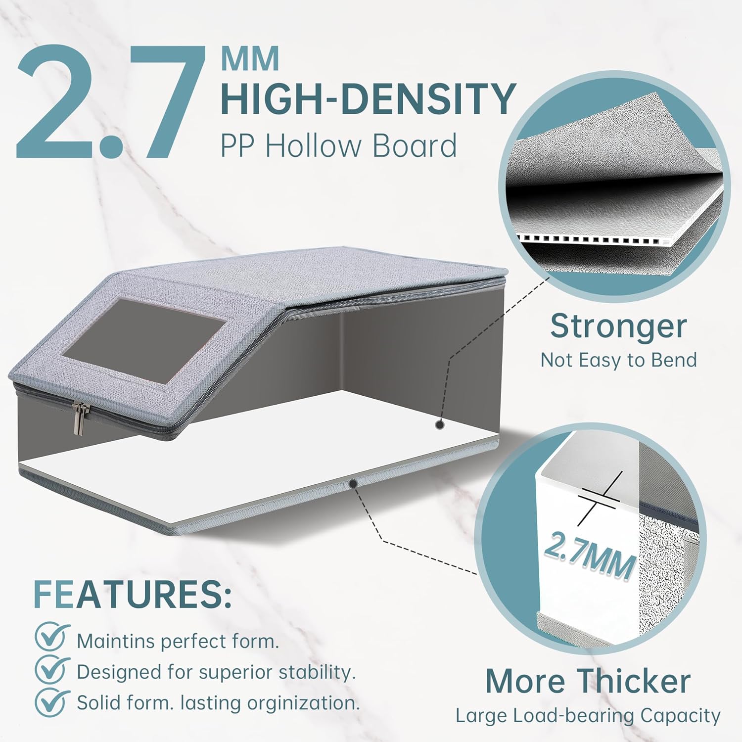 luckin smile Hat Organizer for Baseball Caps - Holds Up to 30 Caps, Includes 4 Hat Hooks, Closet Stackable Hat Box with Cardboard, Sturdy & Durable Dustproof Baseball Cap Organizer (2, Light Gray)