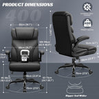 HeroSet Office Chair, Ergonomic Big and Tall Computer Desk Chairs, Executive Breathable Leather Chair with Adjustable Flip-up Armrests, Lumbar Support Swivel PC Chair with Rocking Function,Matte Black
